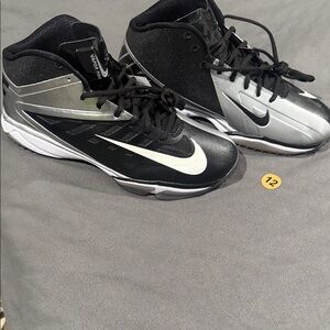 Nike Men Black and Silver High-Top Sneakers